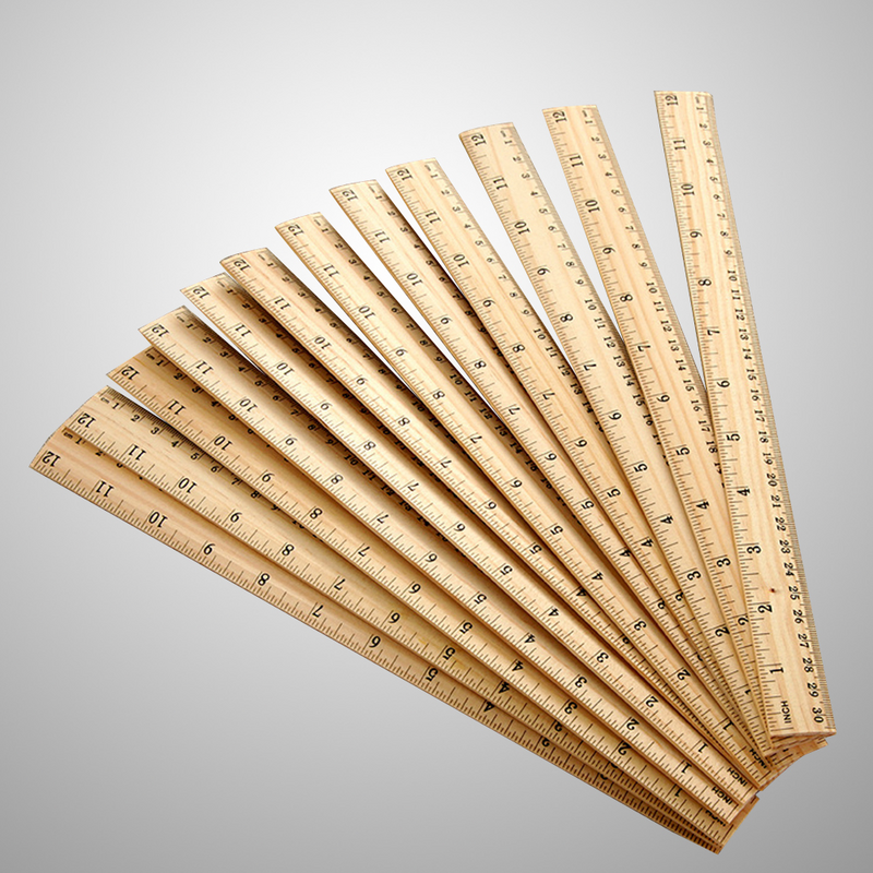 Reglas de madera de 30 piezas para niños, reglas de medición de doble escala a granel para niños, hogar, escuela, aula, oficina (30cm)
