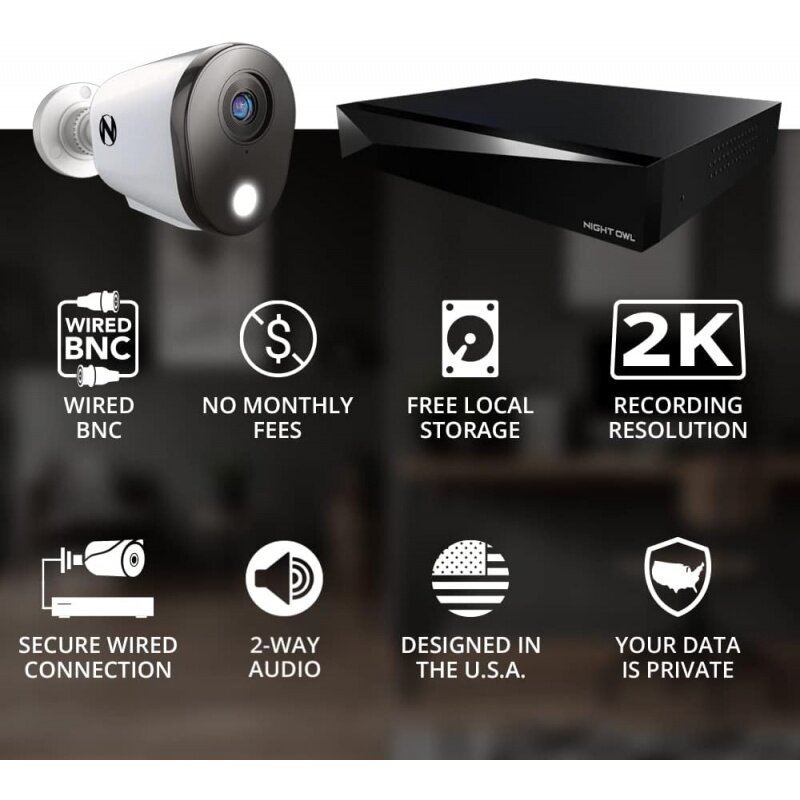 Night Owl-sistema de cámaras de seguridad para el hogar, videocámaras de disuasión para interiores y exteriores, Audio bidireccional, 12 canales, DVR, (4) con cable 2K HD