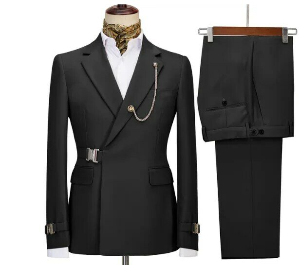 2-częściowy męski garnitury biurowe regularny krój wycięcie klapy smokingi na bal na wesele (marynarka + spodnie) nie zawiera akcesoriów do klatki piersiowej