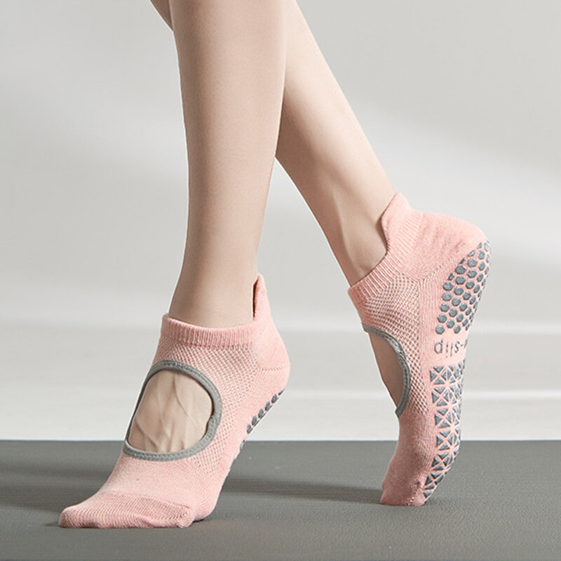 Kaus kaki Yoga wanita silikon antiselip pegangan Pilates kaus kaki pergelangan kaki rendah