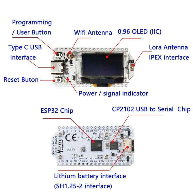 1ชุด HelTec บอร์ดพัฒนาโหนด V3 LoRa32ลอร่า32 SX1262 ESP32-S3ไวไฟ Ble กับ5dBi เสาอากาศ SMA ตัวผู้ IPEX สำหรับ meshtastic
