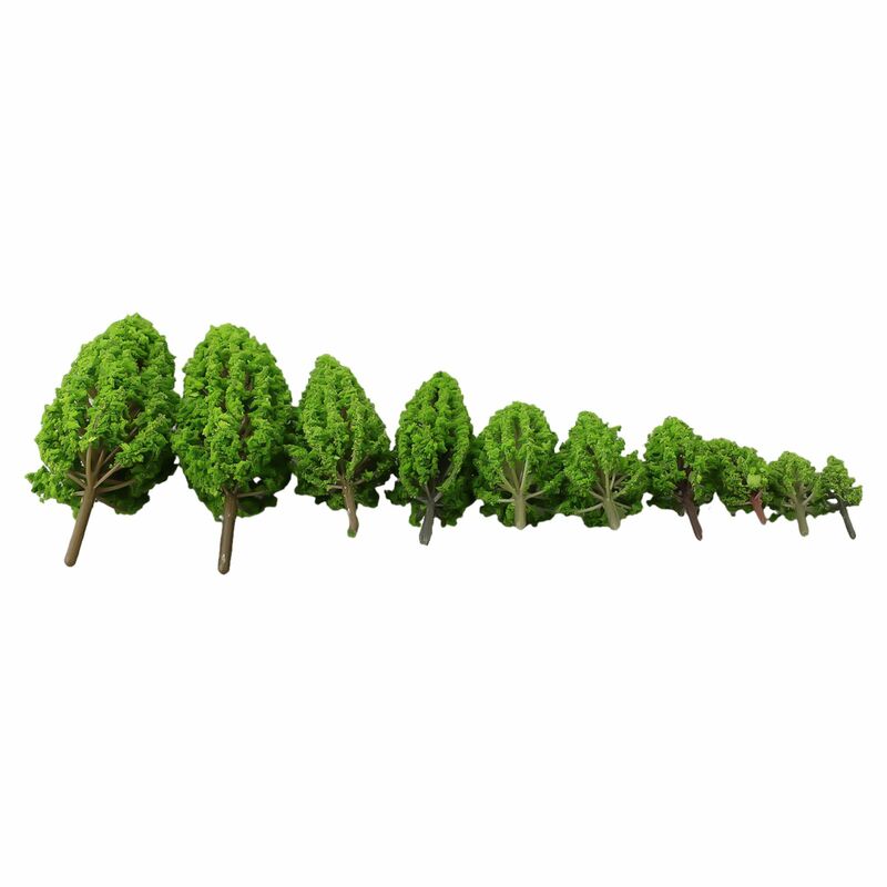 10pcs 1:100 Pine Trees Model Train Railway Building Green Model Tree For Scale Railway Layout Miniature Sandtable Model Scenery