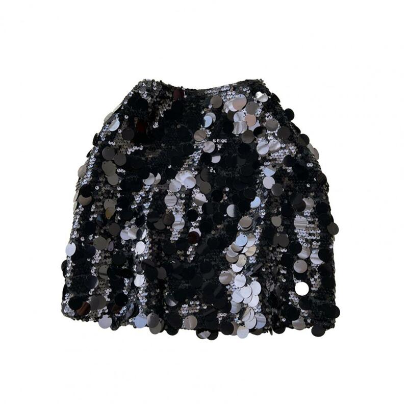 Shimmering Sequin Skirt Sequin Mini Skirt Sequin High Waist A-line Club Skirt for Women Shiny Solid Color Sheath Slim for Party