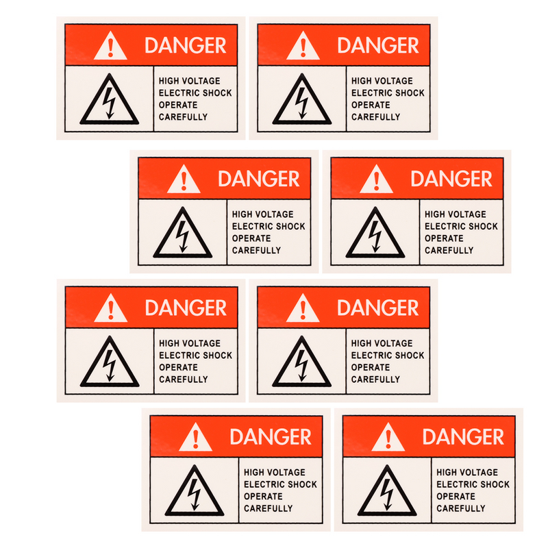 8 buah Label kejut elektrik anti-tekanan tinggi tanda voltase kertas sintetis untuk peringatan