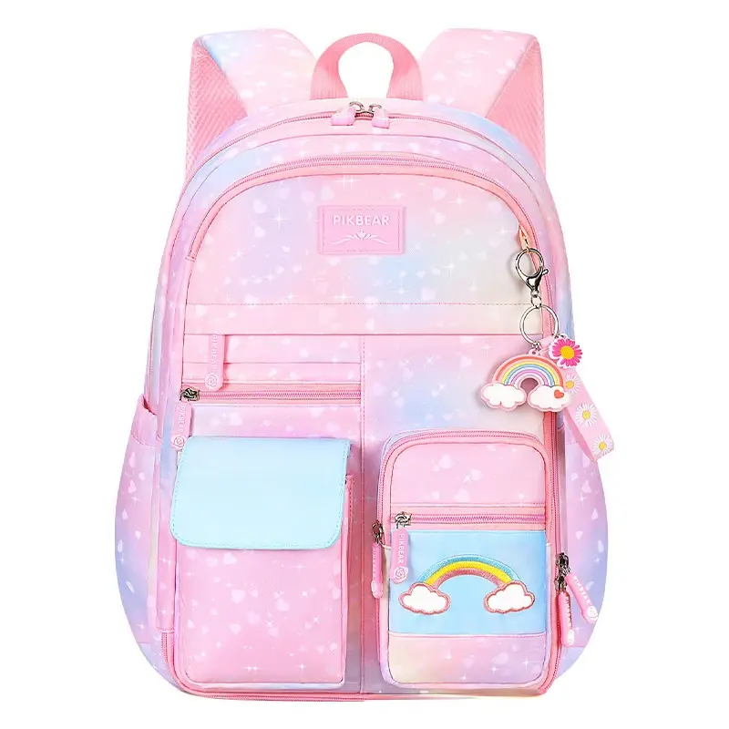Cute Princess Style Children's Schoolbag Large Capacity Open Door Zipper Decompression Protection Ridge Waterproof Backpack