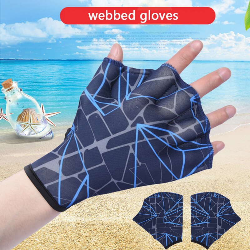 1 Pair Unisex Swimming Hand Fins Flippers Finger Webbed Gloves Paddle Water Sports Swimming Training Practice Gloves