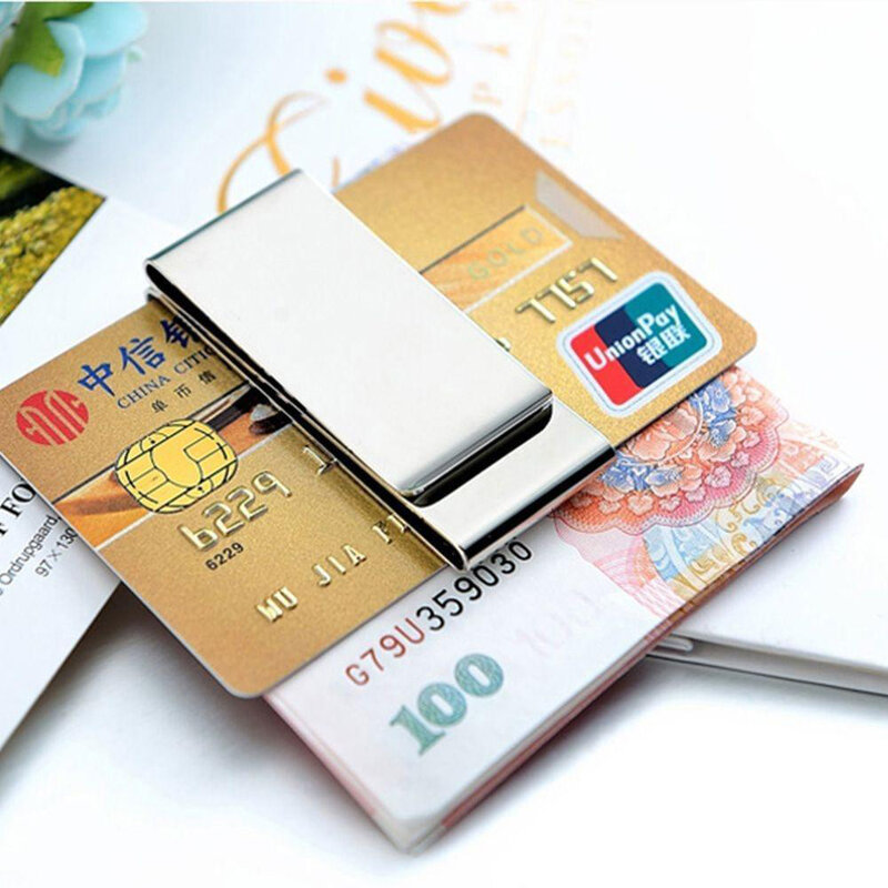 Stainless Steel Double Sided Metal Money Clips High Quality Metal Clamp Money Cash Holder Women Wallets Card Holder