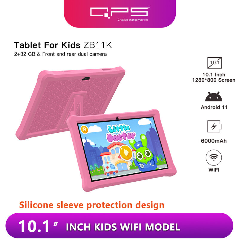 QPS-Tablets de Aprendizagem Infantil, Android 10, Quad Core, 2GB, 32GB, WiFi, 6000mAh, Crianças, App Criança, 10"