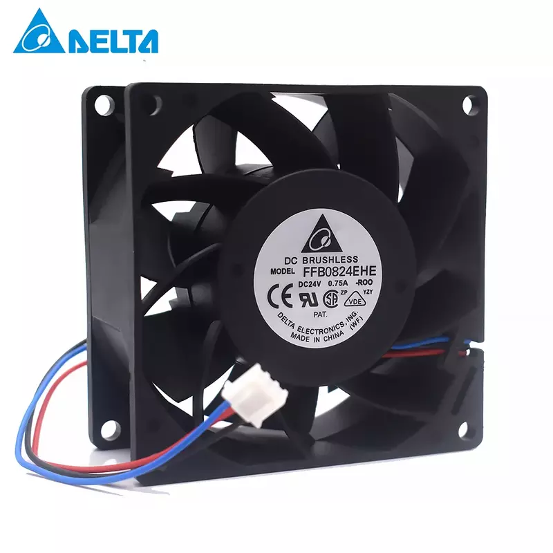 Delta-Ventilateur de refroidissement à double roulement à billes, original, FFB0824EHE 8038, 80x80x38mm, 8cm, DC 24V, 0,75A, 3 lignes