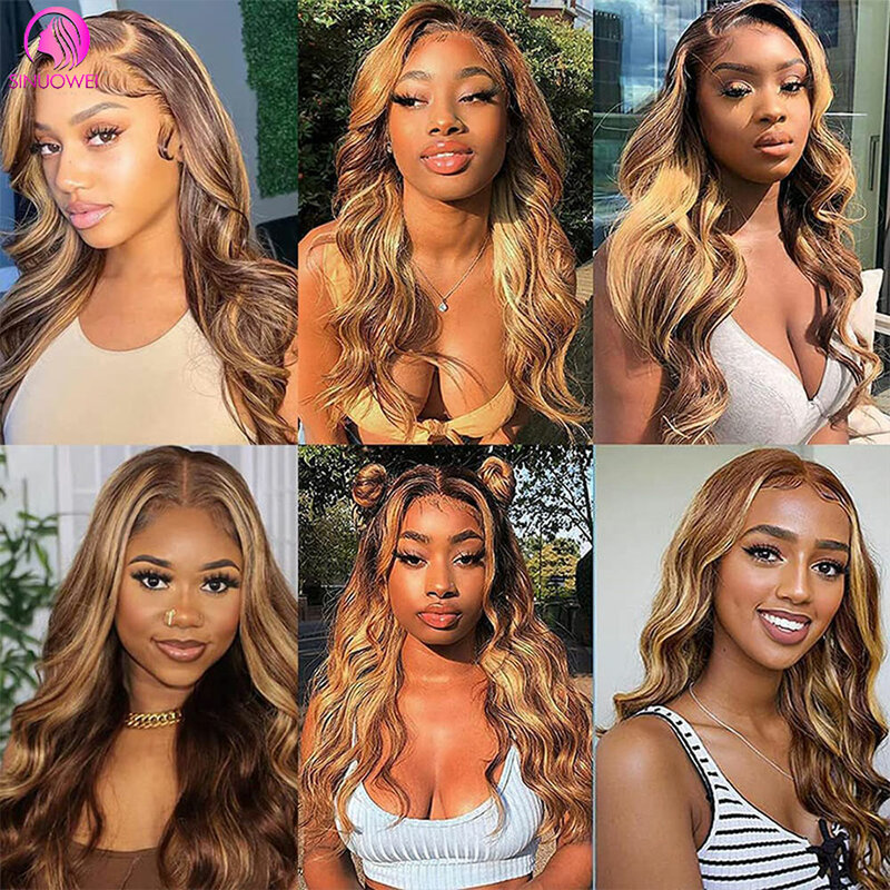 P4/27 Body Wave Glueless Lace Front Human Hair Wig 32 Inch Transparent Lace Front Human Hair Wigs Pre Plucked Honey Blond Wig