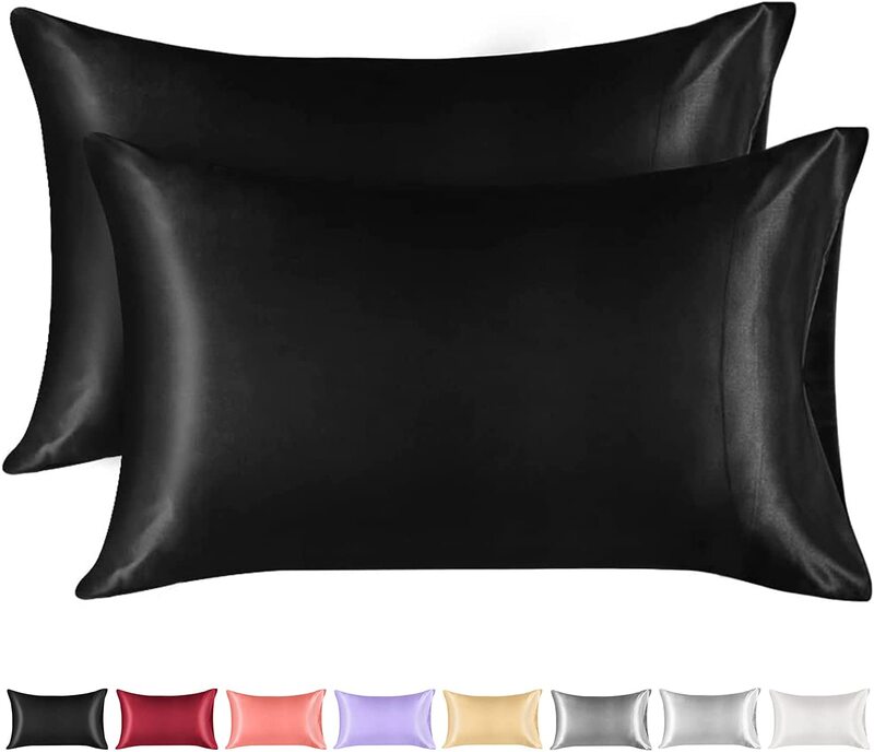 JuwenSilk  Satin Pillowcase for Hair and Skin Silk Pillowcase Slip Cooling Satin Pillow Covers with Envelope Closure