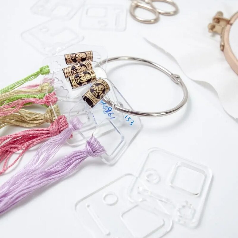 Soporte de hilo de bordar, cinta de cuerda acrílica para manualidades, etiqueta de tablero de bobinado, soporte de punto transparente