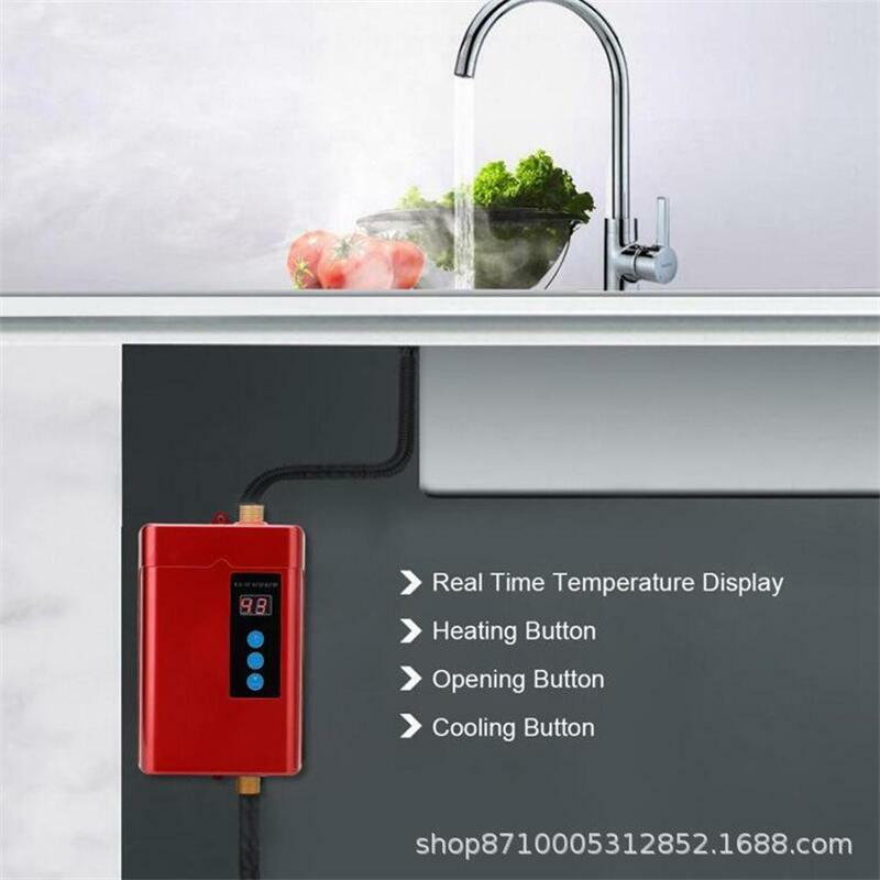 Keran air panas standar Us/uk/eu/au, aksesori pemanas air Mini kamar mandi efisien tinggi pemasangan mudah panas