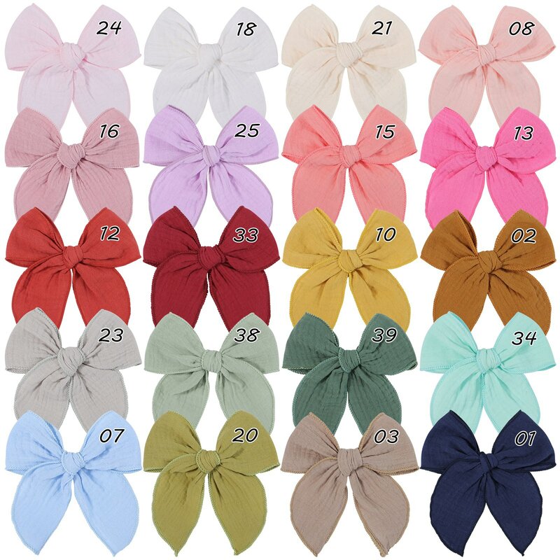 Lovely Baby Girls Candy Solid Color Bohemian Style Bow BB Hair Clips Headwear Children Cute Cotton Hairpins Hair Accessories