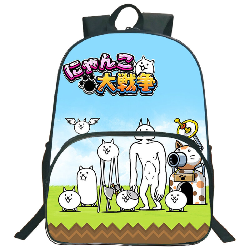 Game The Battle Cats Print Backpack for Primary School Students Large Capacity Bookbag Boys Girls Cartoon School Bags Laptop Bag