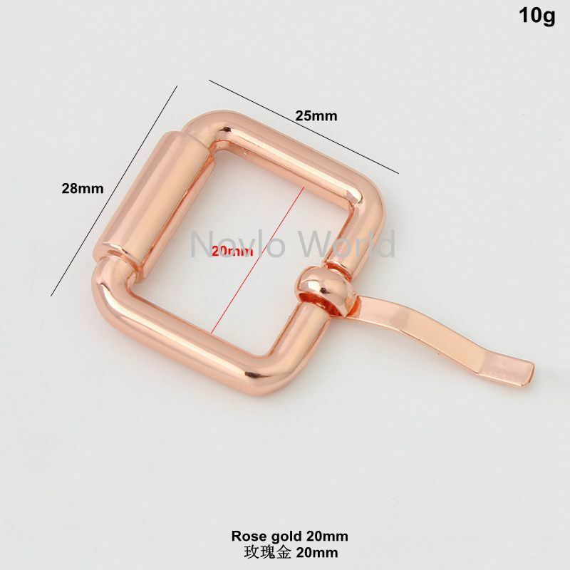 Tensor de aleación de oro rosa, hebilla cuadrada, bolsas, cinturones, 10-50 piezas, 5 colores, 16mm, 20mm, 25mm, 32mm