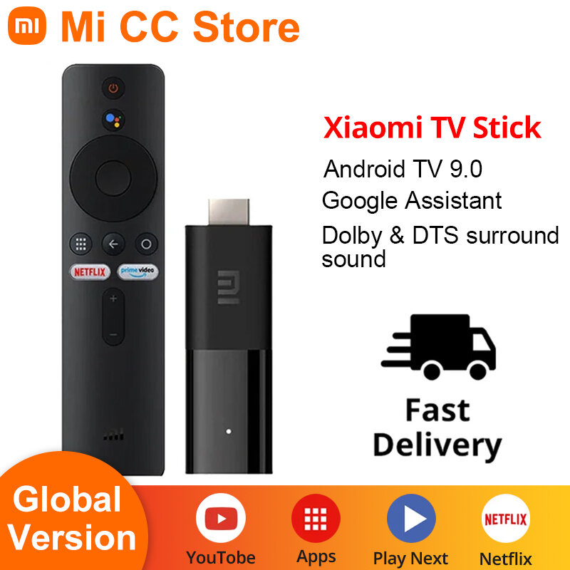 Xiaomi-Mi TV Stick Dongle Portable, Version Globale, 1080P, Android TV 9.0 HDR, 1 Go de RAM, 8 Go de ROM, Dean, Mini TV, Wifi, Google Assistant
