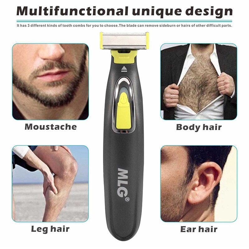 MLG alat cukur elektrik pria dan wanita, pisau cukur seluruh tubuh portabel USB berbentuk T untuk jenggot ketiak dapat dicuci