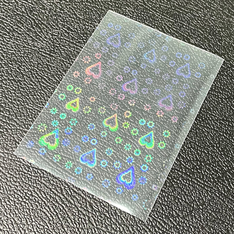 Board Game Card Sleeves, Folha de coração doce, Laser transparente, YGO claro, Foto PKM, Protetor Kpop, Trading Cards Shield Cover, 100Pcs