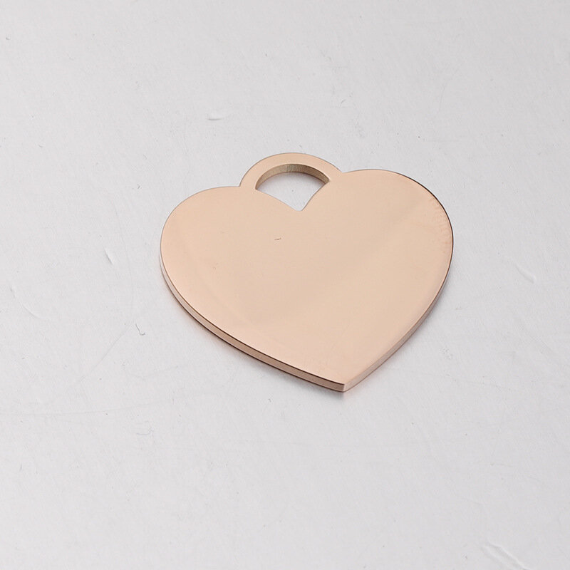 10pcs/lot 25x25mm Stainless Steel Mirror Polished Heart Tag Charm Pendant for DIY Keychain Necklace  Jewelry Making