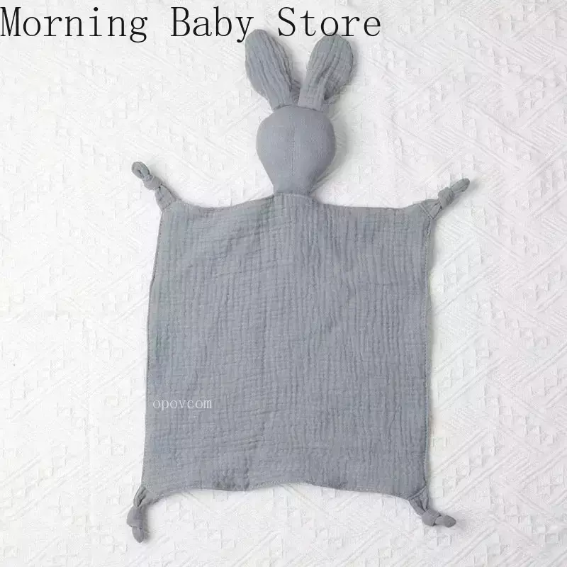 Muslin katun bayi baru lahir lembut selimut nyaman bayi boneka kelinci tidur saputangan bayi menenangkan handuk oto