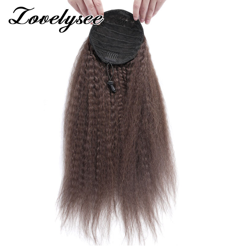 Ponytail Human Hair Wrap Around Horsetail Kinky Straight Brazilian 100% Remy Human Hair Ponytail Extensions Clip in Drawstring