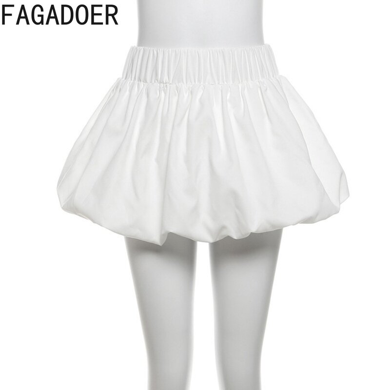 FAGADOER 여성용 오프숄더 민소매 백리스 튜브 및 퍼프 미니 스커트, 패션 Y2K 스트리트웨어, 투피스 세트, 여성 의상