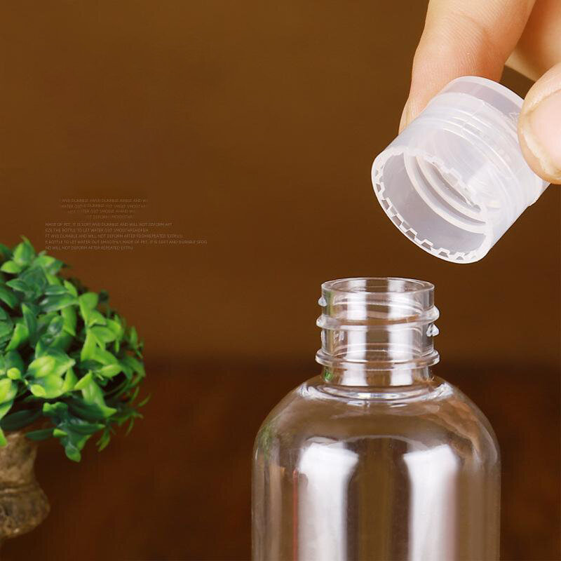 Botella vacía transparente recargable para desinfectante de manos, contenedor de plástico portátil para viaje, contenedor de cosméticos rellenable