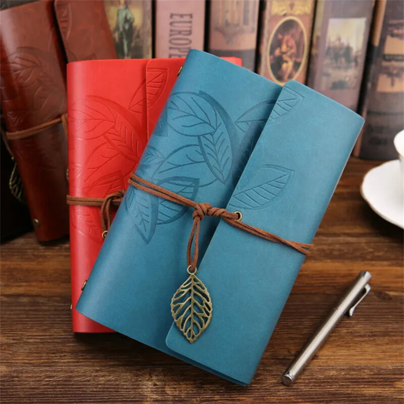 Leather Writing Journal Notebook Travel Writing Retro Pendants Classic Embossed Vintage Leather Notebook Creative Gifts