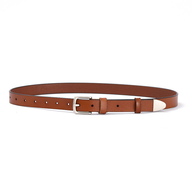 Cinturón de cuero con hebilla para mujer y hombre, cinturón de cintura fino, negro, L021, nuevo, con caja
