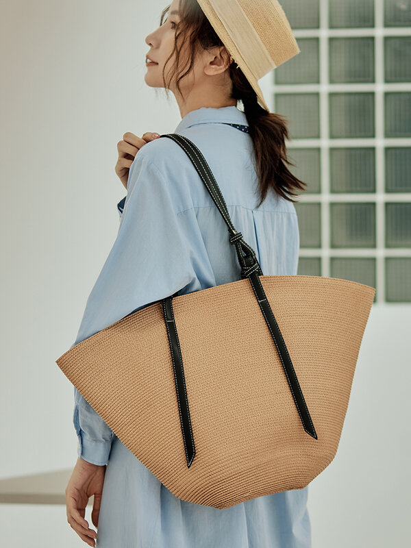 Корейская версия соломенной женской сумки, Новинка лета 2022, сумка-тоут, сумка большой емкости ручной работы, Литературная сумка для отдыха на море