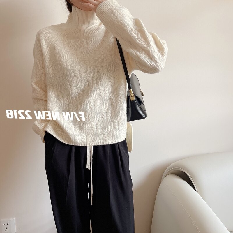 New And Winter 2023 Autumn Women's ClothingAll-Wool Sweater Knitted Loose Sweater 1017