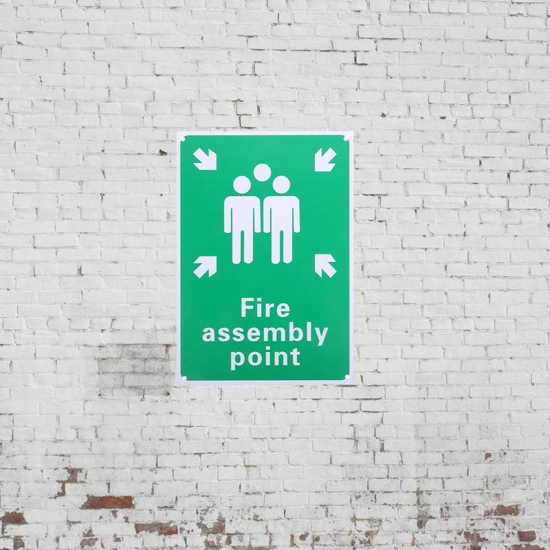 Fire Rally Point Sign Fire Assembly Point Wall Sign Emergency Assembly Safety Warning The for Park Metal Aluminum Plate Outdoor