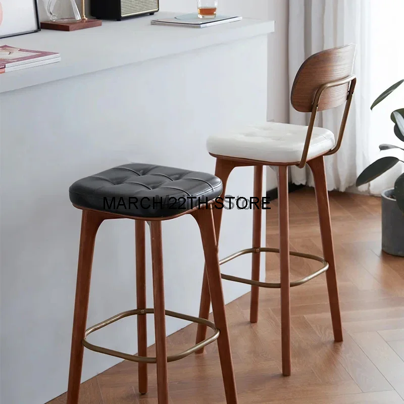 Nordic krzesła barowe z litego drewna do mebli kuchennych przemysłowy Retro restauracja stołek na ladę kreatywny wysoki stołek z oparciem krzesło barowe
