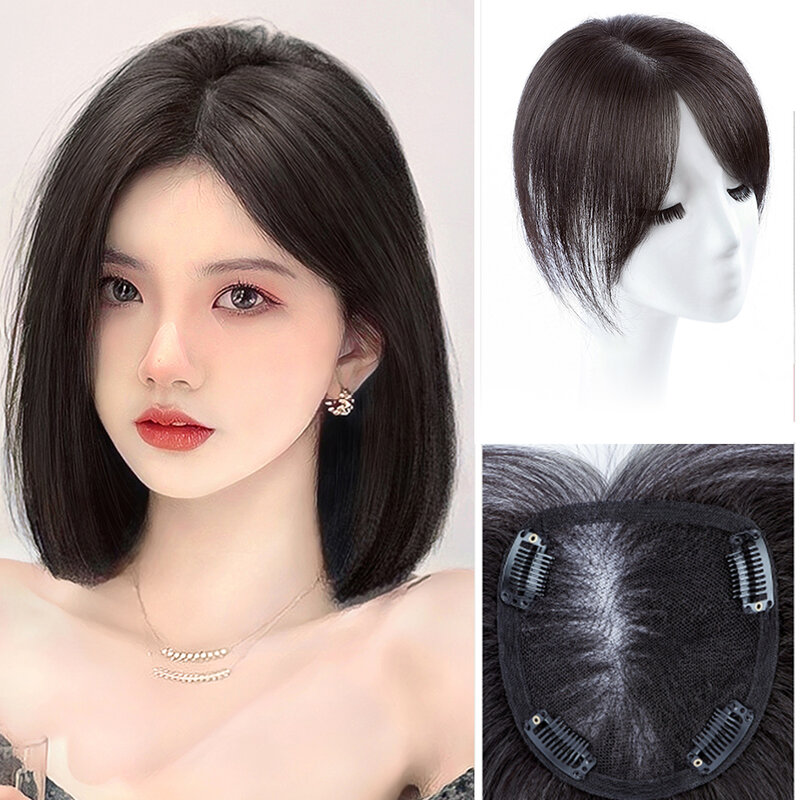 Hair Toppers for Women Real Human Hair,Handcrafted Breathable High Fit,Covers Sparse Hair, Adds Volume，Swiss Base Hair Topper