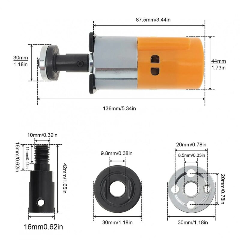 Micro Motor de CC 775, herramienta de pulido eléctrico artesanal, accesorio para herramientas domésticas pequeñas con tuercas de brida de biela M10