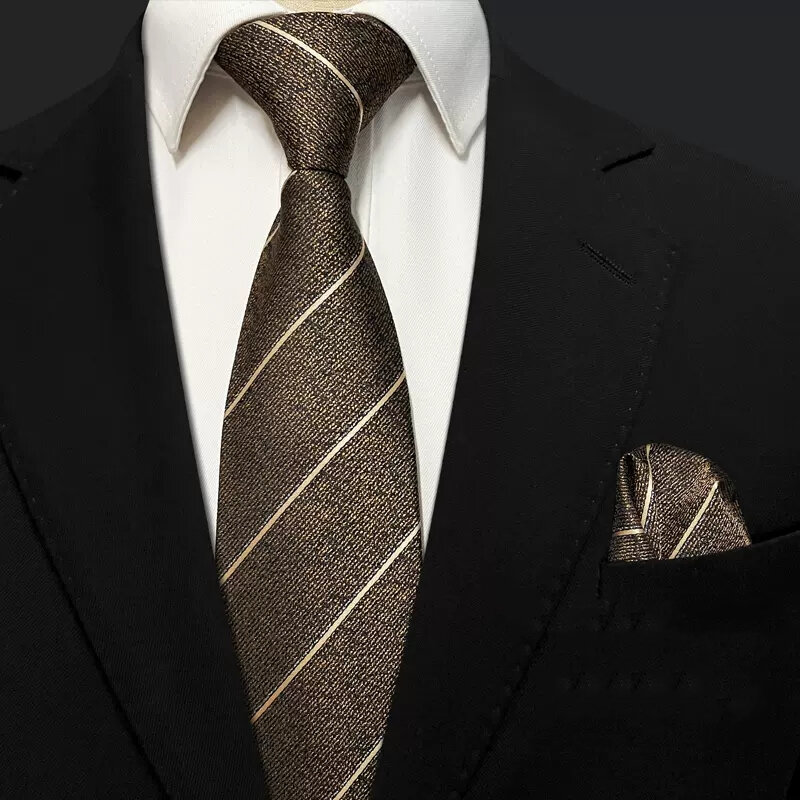 Fazzoletto da taschino di colore marrone per uomo fazzoletto floreale Paisley a righe per adulti abito formale accessorio per abito Navy Solid Hanky Cravat