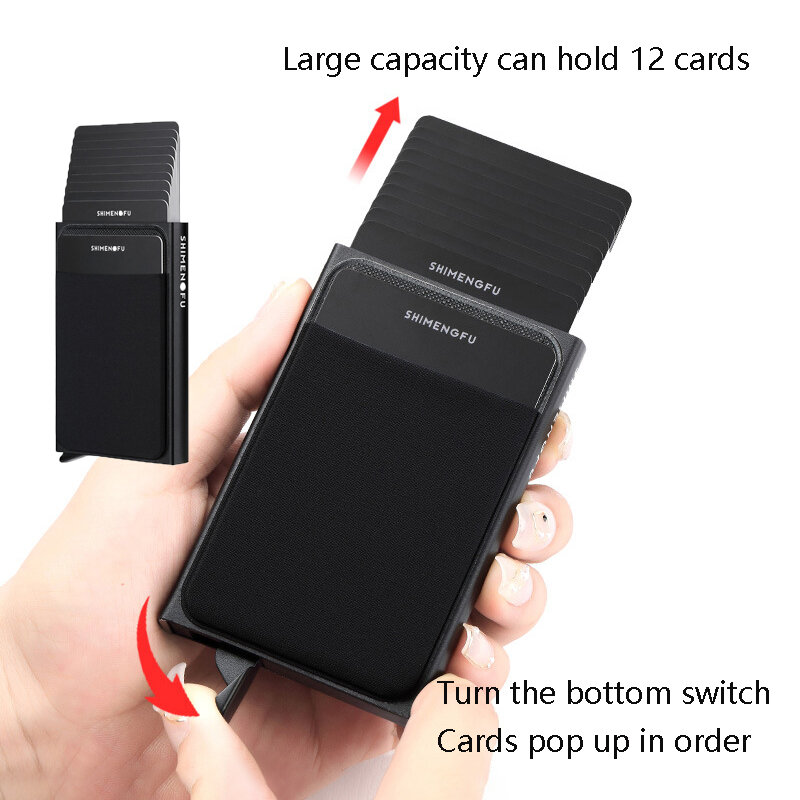 Pop-up RFID ID-Karten halter männliche Brieftasche Mini-Paket Aluminium Metall Schutz ausrüstung Aufbewahrung tasche Smart Quick Release Frauen Geldbörse
