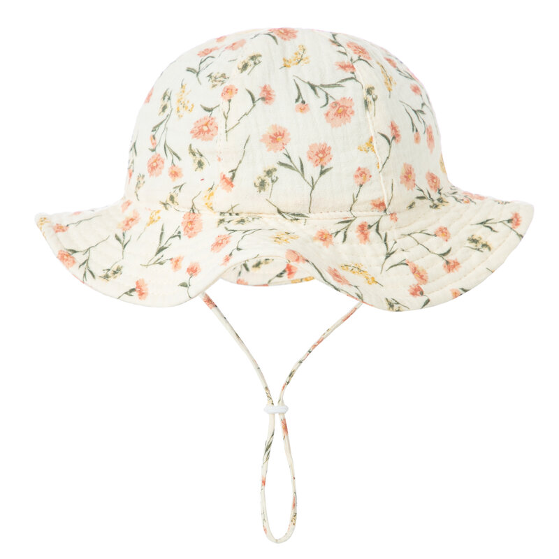 Sombrero de cubo de algodón para bebé, protector solar para niños, gorras al aire libre, Sombrero de Panamá estampado, sombrero de pesca de playa Unisex para 3-12 meses