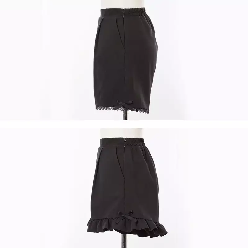 Pantaloncini di pizzo giapponese pantaloncini di Base larghi dall'aspetto sottile donna estate nuovi Leggings versatili pantaloncini neri in vita elastica carina femminile