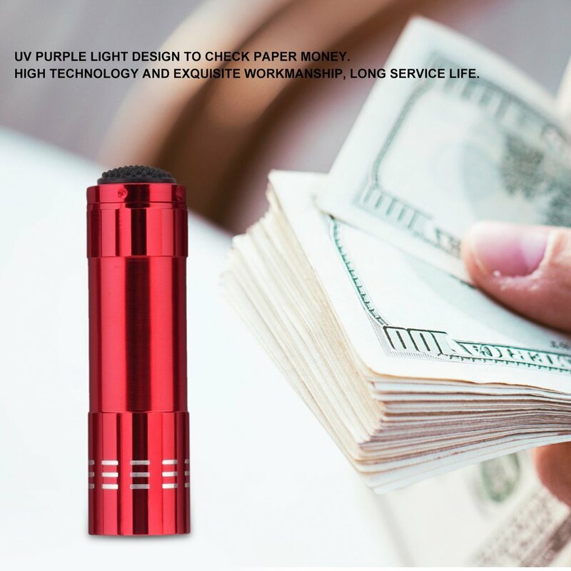 Wielofunkcyjne 9 LEDs latarka UV fioletowe światło latarka ze stopu aluminium oszczędność energii kompaktowa przenośna lampa do sprawdzania pieniędzy papierowych