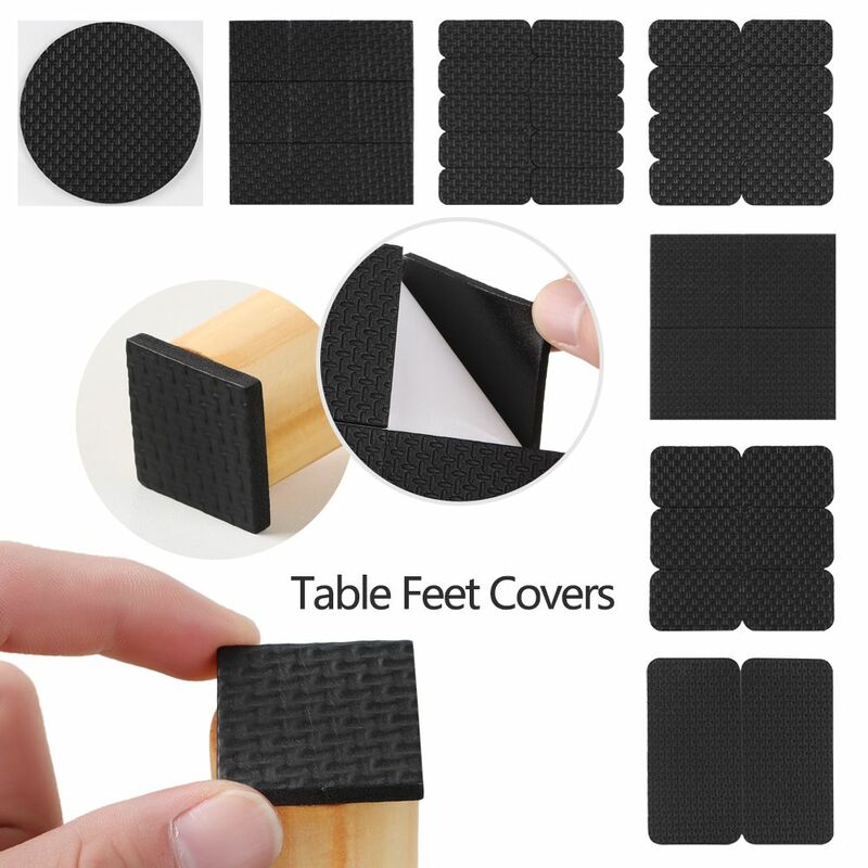 1~10PCS Black Foam Chair Sofa Anti-slip Mat Floor Protectors Furniture Leg Pads Square Round Rectangle Table Feet Covers
