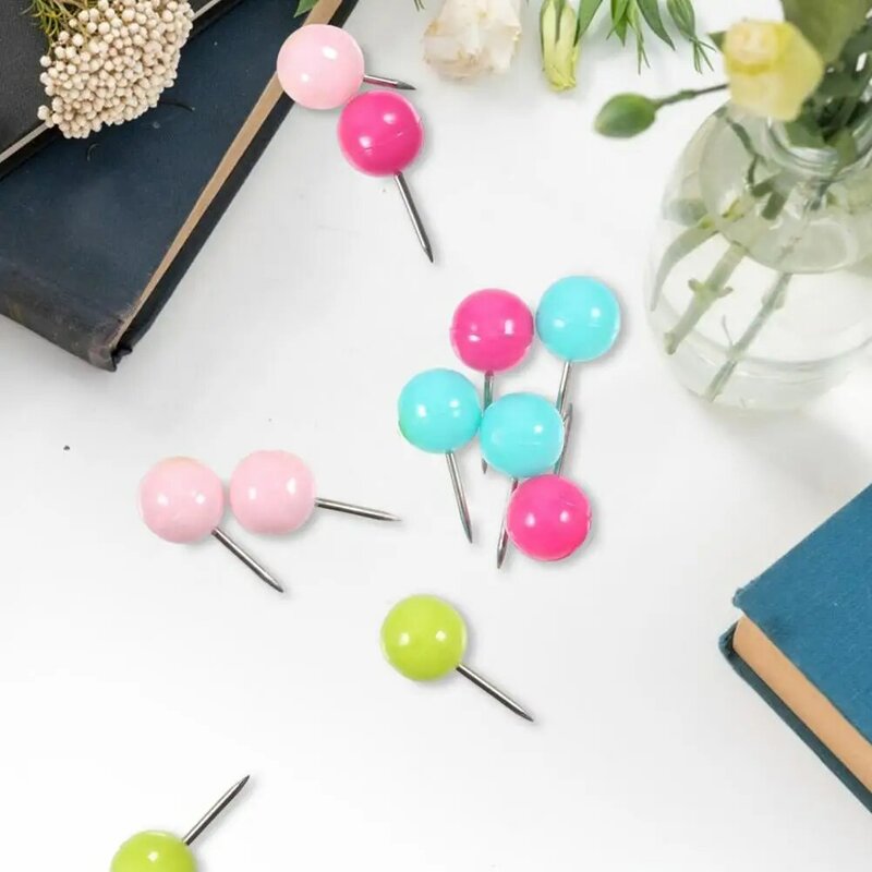 100Pcs Map Sales Marker Pins, Plastic Round Head With Stainless Steel Dots, Multi Color Sales Suitable For Soft Wood Boards (var