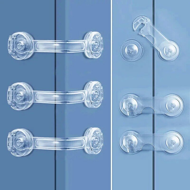1-5buah kunci pengaman transparan bayi anti-pembukaan kabinet kaca terbuka kunci pengaman antiklip klip perbaikan kunci pintu tangan