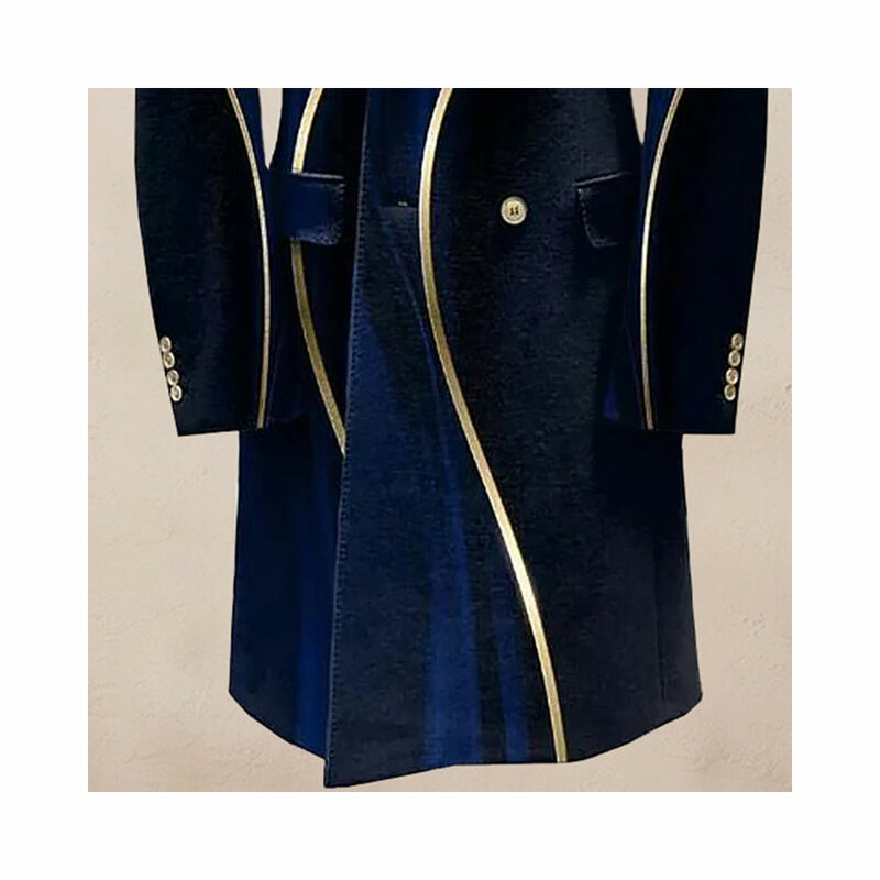 Men's Fur Collar Overcoat Casual Fashion Contrast Binding Button Long Sleeve Windproof Warm Fur Collar Overcoat
