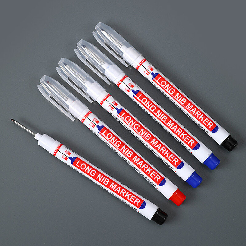 Multi-purpose Deep Hole Marker Pens, Long Head Markers, Banheiro, Carpintaria, Decoração, Tinta, Preto, Vermelho, Preto, Azul, 20mm