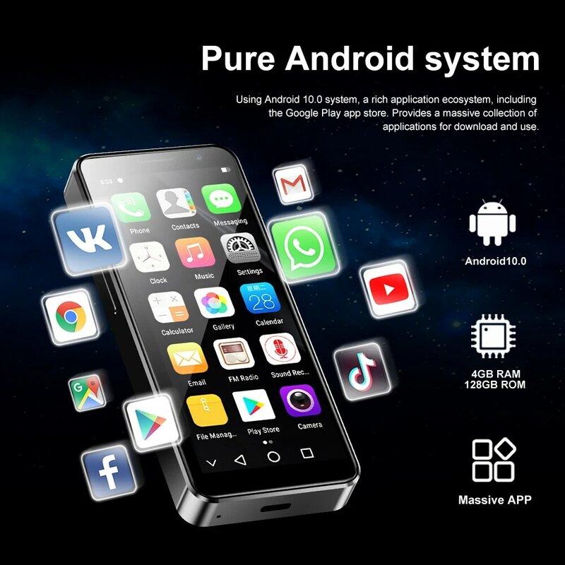 เซอร์โว16MAX สมาร์ทโฟนขนาดเล็ก4.0นิ้วหน้าจอ HD ระบบ Android 10ปลดล็อคใบหน้าแบตสำรองของขวัญนาฬิกาข้อมือโทรศัพท์มินิขายดี