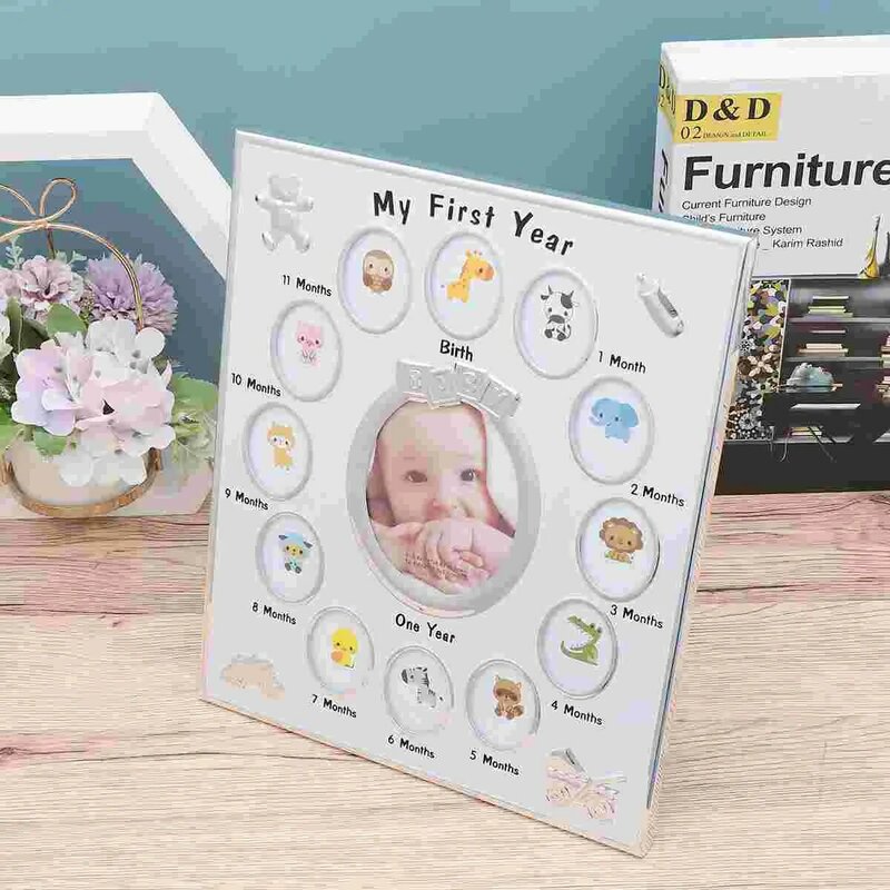 Collage Gifts Baby Photo Growth Record 12 Months Gift White for Infant Newborn