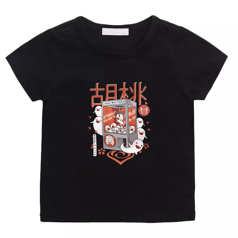 Hutao-Genshin Impact Graphic camiseta de manga curta para mulheres, tops unisex de streetwear, roupas de verão, Y2K, 2023