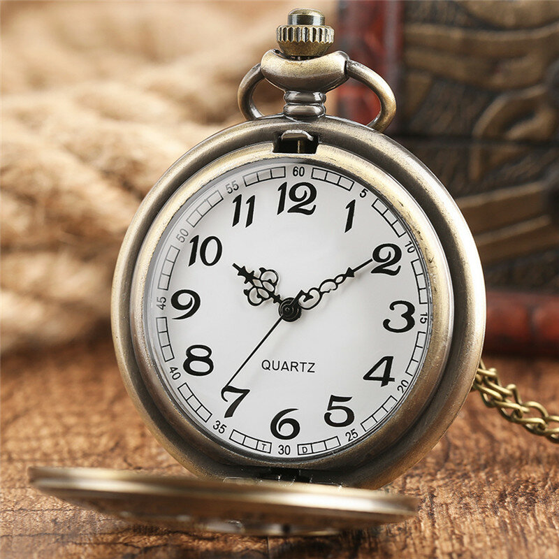 นาฬิกาควอตซ์แอนะล็อกสำหรับผู้ชายและผู้หญิงสายคล้องกระเป๋านาฬิกาตัวเลขอาราบิกสำหรับเป็นของขวัญวันเกิด